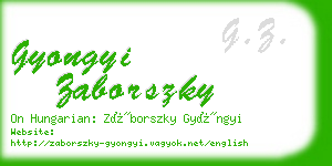 gyongyi zaborszky business card